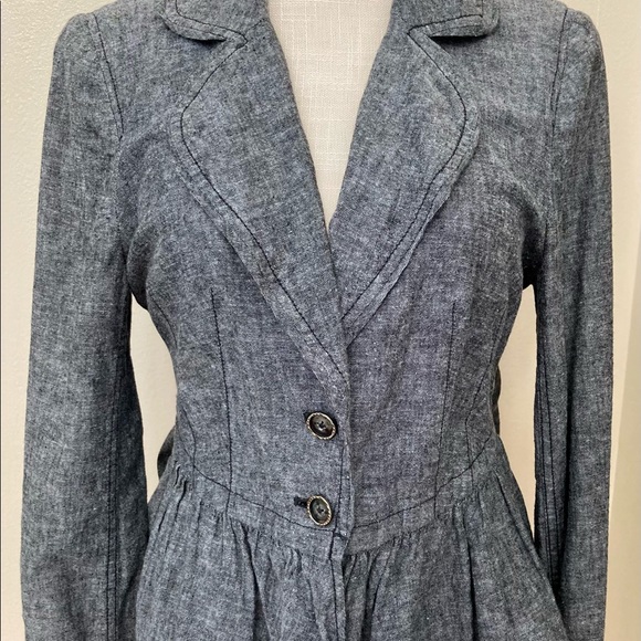 Vintage Free People Victorian Ruffle Back Jacket, Sz Medium, Charcoal Gray, RARE - Picture 10 of 14